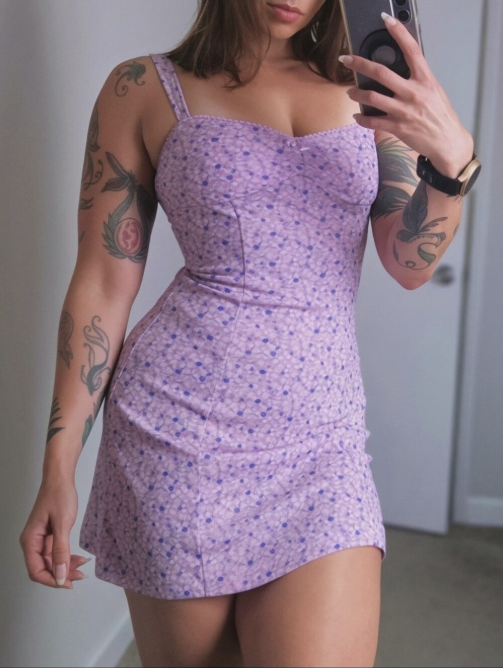 Lilac Floral Mini Dress